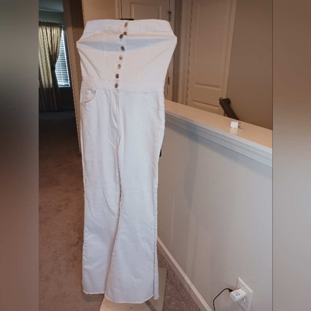 White Denim Jumpsuit